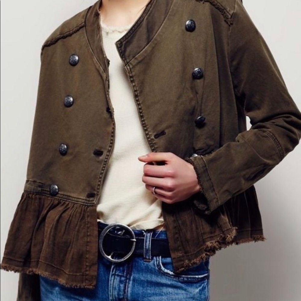 Free People Ruffle Hem Military Jacket - Picture 2 of 3